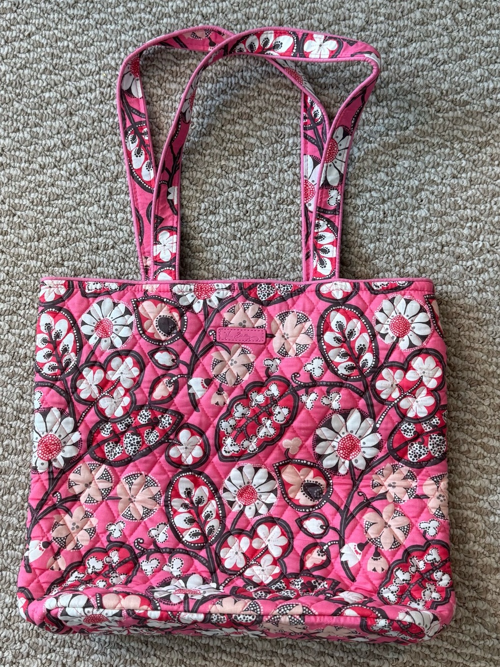 Vera Bradley Blush Pink Tote Bag Quilted Floral Shoulder Bag Retired Pattern